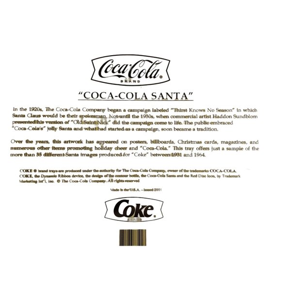 Coca-Cola Santa Metal Serving Tray Featuring Haddon Sundblom Artwork Vintage-Ins - Picture 2 of 3